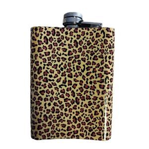 Gold Leopard Print 8oz Stainless Steel Pocket Drinking Flask NWT